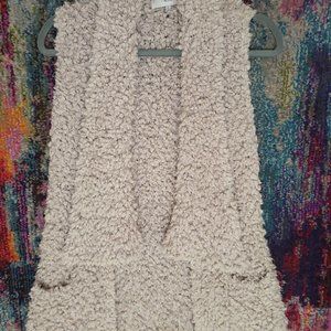 next Beige Furry Vest w/ Side Pockets, Size Small